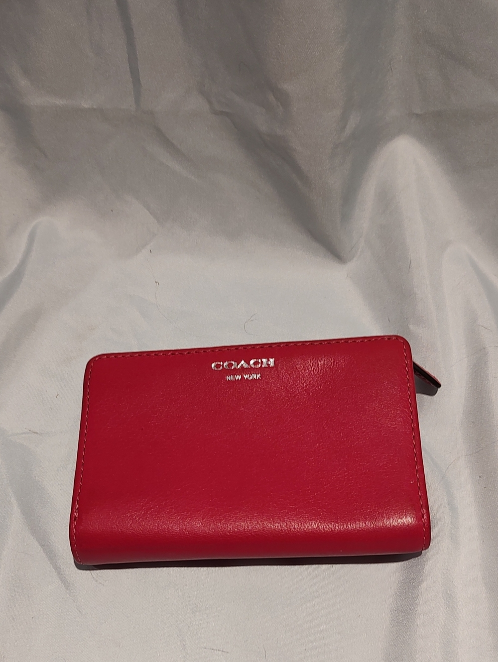 Coach Pink Leather Zip Wallet with Silver Logo